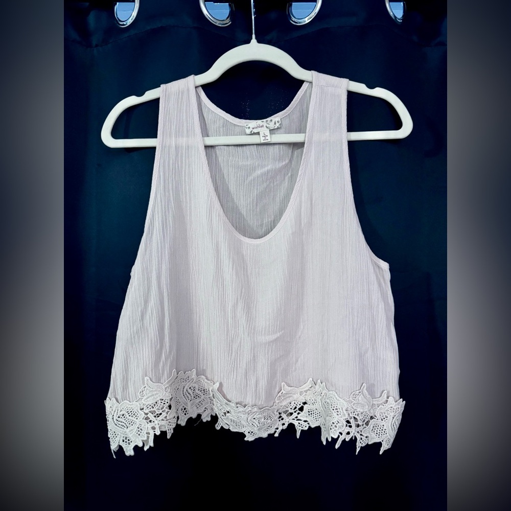 Wishlist Sheer Crop Top with Lacy Detail